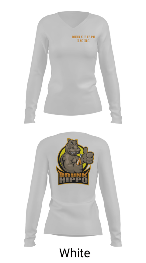 Women's Long Sleeve Vneck Shirt, Drunk Hippo Racing, , Teamtime, Team time, sublimation, custom sports apparel, team uniforms, spirit wear, spiritwear, sports uniforms, custom shirts, team store, custom team store, fundraiser sports, apparel fundraiser