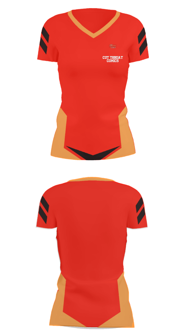 Women's Short Sleeve Vneck Shirt, Cut Throat Comics, , Teamtime, Team time, sublimation, custom sports apparel, team uniforms, spirit wear, spiritwear, sports uniforms, custom shirts, team store, custom team store, fundraiser sports, apparel fundraiser