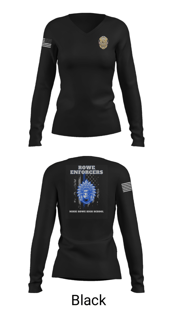 Women's Long Sleeve Vneck Shirt, Rowe Enforcers, Police, Teamtime, Team time, sublimation, custom sports apparel, team uniforms, spirit wear, spiritwear, sports uniforms, custom shirts, team store, custom team store, fundraiser sports, apparel fundraiser