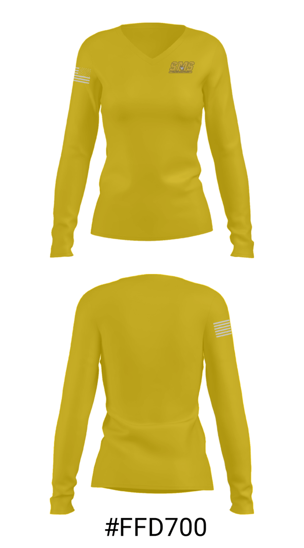 Women's Long Sleeve Vneck Shirt, Surline Middle School, Spirit Store, Teamtime, Team time, sublimation, custom sports apparel, team uniforms, spirit wear, spiritwear, sports uniforms, custom shirts, team store, custom team store, fundraiser sports, apparel fundraiser