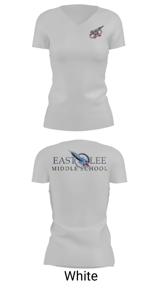 Women's Short Sleeve Vneck Shirt, East Lee Middle School, Spirit Store, Teamtime, Team time, sublimation, custom sports apparel, team uniforms, spirit wear, spiritwear, sports uniforms, custom shirts, team store, custom team store, fundraiser sports, apparel fundraiser