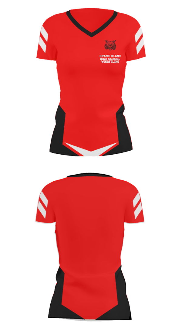 Women's Short Sleeve Vneck Shirt, Grand Blanc High School Wrestling, Wrestling, Teamtime, Team time, sublimation, custom sports apparel, team uniforms, spirit wear, spiritwear, sports uniforms, custom shirts, team store, custom team store, fundraiser sports, apparel fundraiser