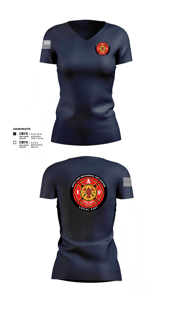 Women's Short Sleeve Vneck Shirt, Rocky Ford Professional Firefighters Local 5497, Fire Department, Teamtime, Team time, sublimation, custom sports apparel, team uniforms, spirit wear, spiritwear, sports uniforms, custom shirts, team store, custom team store, fundraiser sports, apparel fundraiser