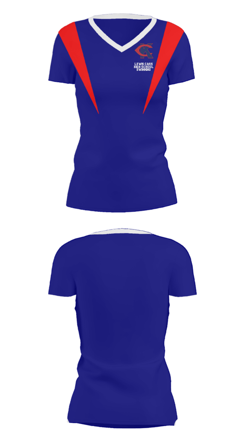Women's Short Sleeve Vneck Shirt, Lewis Cass High School Swimming, Swimming, Teamtime, Team time, sublimation, custom sports apparel, team uniforms, spirit wear, spiritwear, sports uniforms, custom shirts, team store, custom team store, fundraiser sports, apparel fundraiser