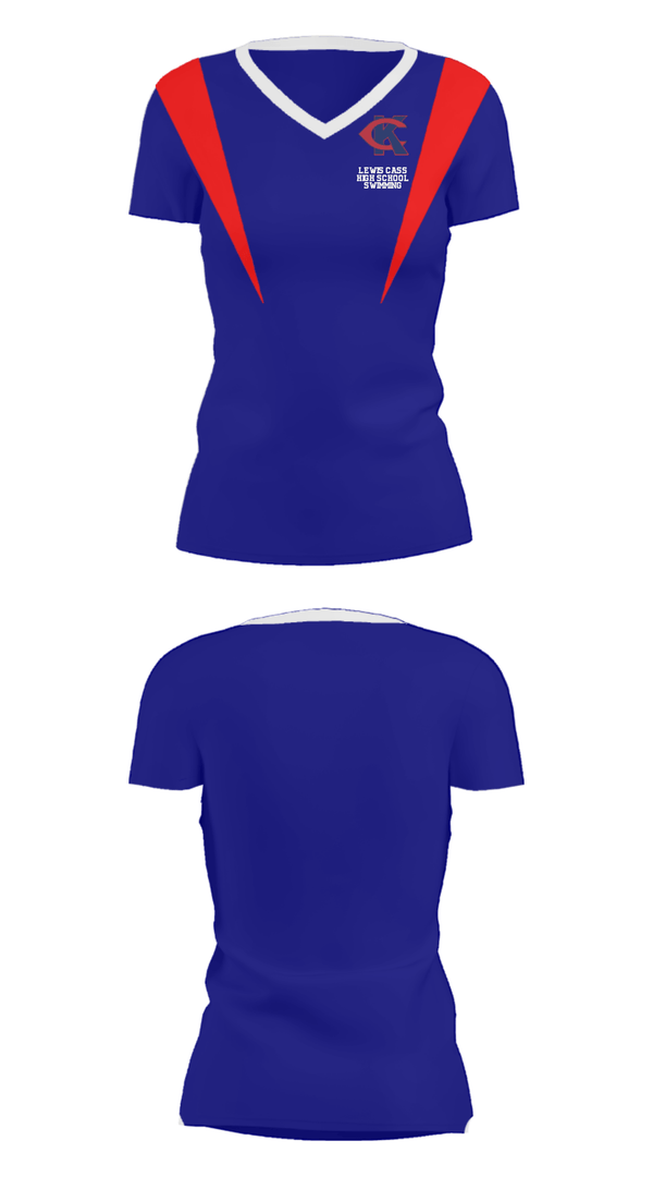 Women's Short Sleeve Vneck Shirt, Lewis Cass High School Swimming, Swimming, Teamtime, Team time, sublimation, custom sports apparel, team uniforms, spirit wear, spiritwear, sports uniforms, custom shirts, team store, custom team store, fundraiser sports, apparel fundraiser