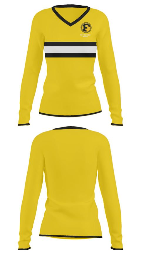 Women's Long Sleeve Vneck Shirt, Ferriday High School, Spirit Store, Teamtime, Team time, sublimation, custom sports apparel, team uniforms, spirit wear, spiritwear, sports uniforms, custom shirts, team store, custom team store, fundraiser sports, apparel fundraiser