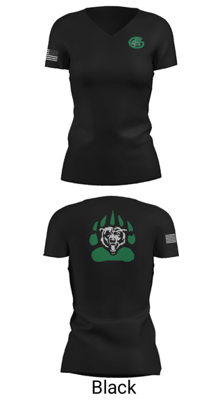 Women's Short Sleeve Vneck Shirt, Gold-Burg High School Basketball, Women's Basketball, Teamtime, Team time, sublimation, custom sports apparel, team uniforms, spirit wear, spiritwear, sports uniforms, custom shirts, team store, custom team store, fundraiser sports, apparel fundraiser