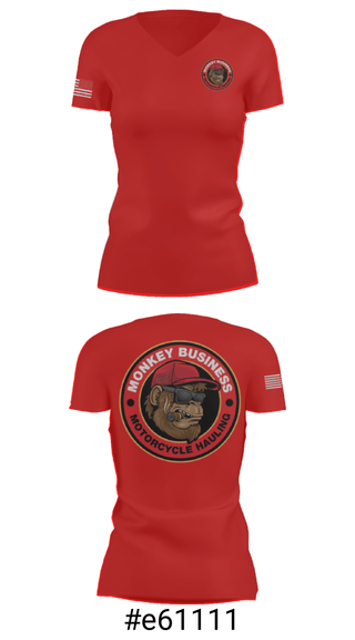 Women's Short Sleeve Vneck Shirt, Monkey Business Motorcycke Hauling, , Teamtime, Team time, sublimation, custom sports apparel, team uniforms, spirit wear, spiritwear, sports uniforms, custom shirts, team store, custom team store, fundraiser sports, apparel fundraiser