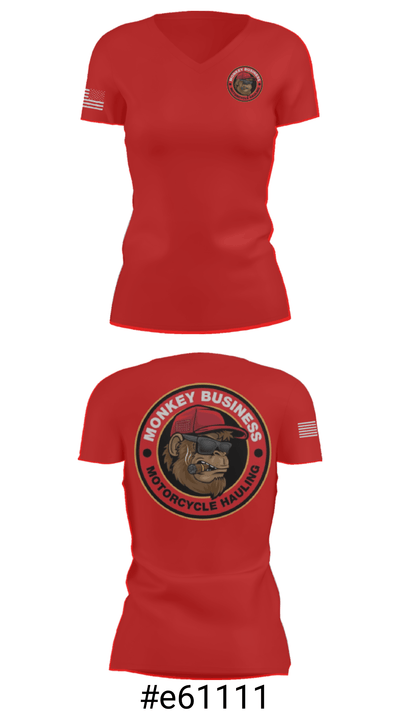 Monkey Business Motorcycke Hauling 57300116 Women's Short Sleeve V-neck Shirt - 21