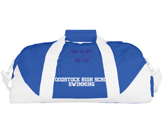 Duffle Bag, Woodstock High School Swimming, Swimming, Teamtime, Team time, sublimation, custom sports apparel, team uniforms, spirit wear, spiritwear, sports uniforms, custom shirts, team store, custom team store, fundraiser sports, apparel fundraiser