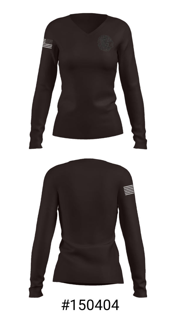 Women's Long Sleeve Vneck Shirt, South Barber 7-12 School, Spirit Store, Teamtime, Team time, sublimation, custom sports apparel, team uniforms, spirit wear, spiritwear, sports uniforms, custom shirts, team store, custom team store, fundraiser sports, apparel fundraiser