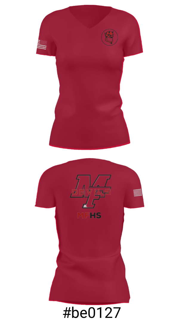 Women's Short Sleeve Vneck Shirt, Marion Franklin lady Red Devils, Women's Basketball, Teamtime, Team time, sublimation, custom sports apparel, team uniforms, spirit wear, spiritwear, sports uniforms, custom shirts, team store, custom team store, fundraiser sports, apparel fundraiser