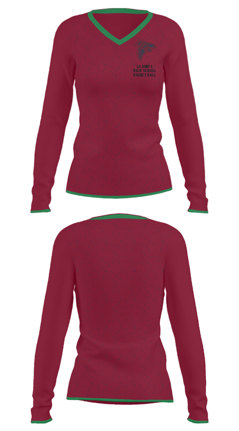 Women's Long Sleeve Vneck Shirt, La Quinta High School Basketball, Men's Basketball, Teamtime, Team time, sublimation, custom sports apparel, team uniforms, spirit wear, spiritwear, sports uniforms, custom shirts, team store, custom team store, fundraiser sports, apparel fundraiser