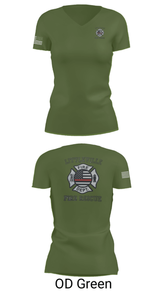 Women's Short Sleeve Vneck Shirt, Littleville Fire & Rescue, Fire Department, Teamtime, Team time, sublimation, custom sports apparel, team uniforms, spirit wear, spiritwear, sports uniforms, custom shirts, team store, custom team store, fundraiser sports, apparel fundraiser