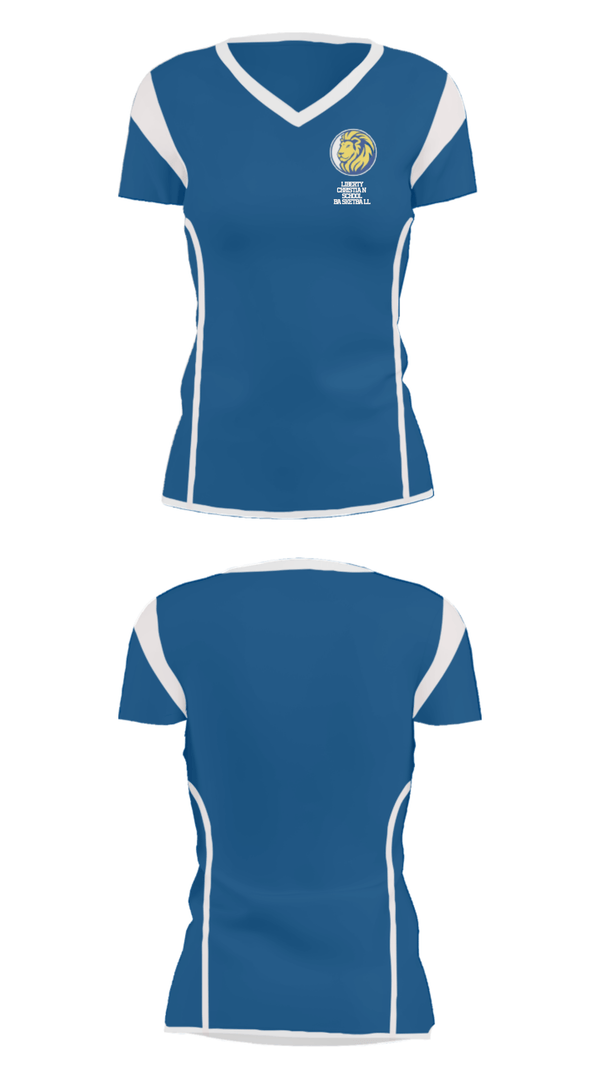 Women's Short Sleeve Vneck Shirt, Liberty Christian School Basketball, Men's Basketball, Teamtime, Team time, sublimation, custom sports apparel, team uniforms, spirit wear, spiritwear, sports uniforms, custom shirts, team store, custom team store, fundraiser sports, apparel fundraiser
