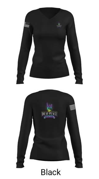 Women's Long Sleeve Vneck Shirt, DeafPeaceRockVlog, , Teamtime, Team time, sublimation, custom sports apparel, team uniforms, spirit wear, spiritwear, sports uniforms, custom shirts, team store, custom team store, fundraiser sports, apparel fundraiser