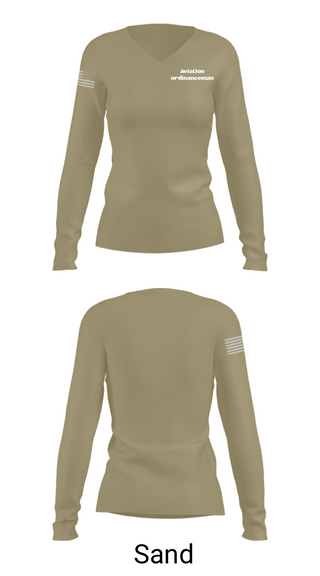 Women's Long Sleeve Vneck Shirt, Aviation ordinanceman, Navy, Teamtime, Team time, sublimation, custom sports apparel, team uniforms, spirit wear, spiritwear, sports uniforms, custom shirts, team store, custom team store, fundraiser sports, apparel fundraiser