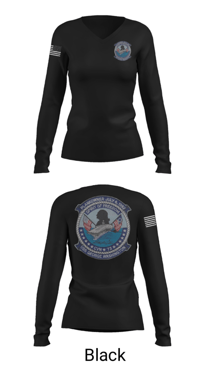 USS GEORGE WASHINGTON CVN-73 87107086 Women's Long Sleeve V-neck Shirt - 23