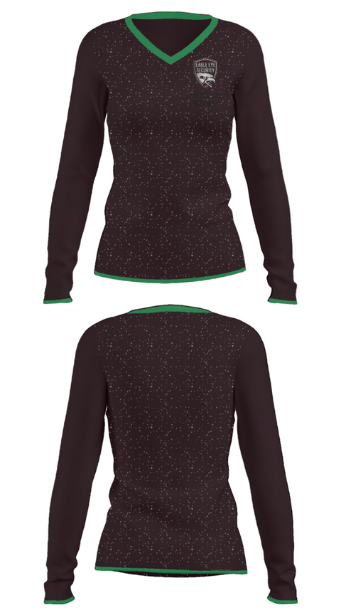 Women's Long Sleeve Vneck Shirt, Eagle Eye Security, , Teamtime, Team time, sublimation, custom sports apparel, team uniforms, spirit wear, spiritwear, sports uniforms, custom shirts, team store, custom team store, fundraiser sports, apparel fundraiser