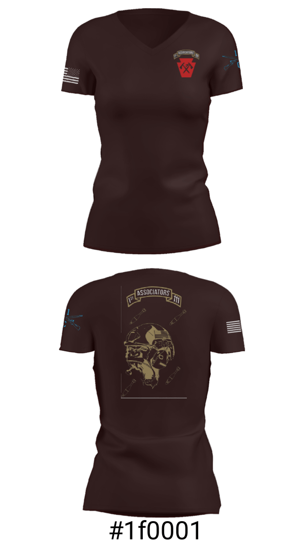 Women's Short Sleeve Vneck Shirt, 1-111th IN BN 38506759, Army, Teamtime, Team time, sublimation, custom sports apparel, team uniforms, spirit wear, spiritwear, sports uniforms, custom shirts, team store, custom team store, fundraiser sports, apparel fundraiser