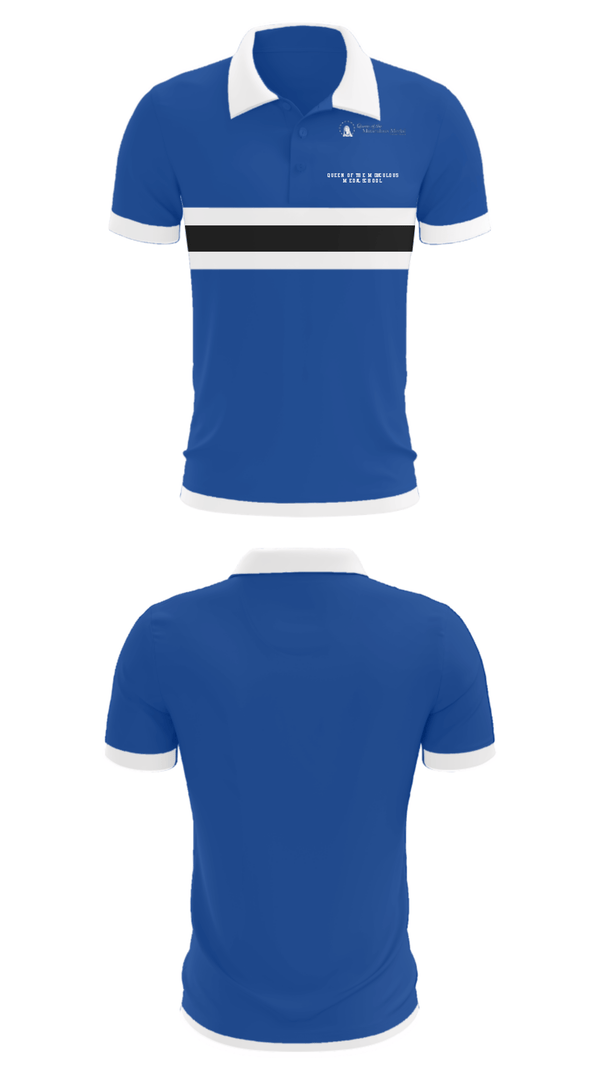 Short Sleeve Performance Polo, Queen Of The Miraculous Medal School, Spirit Store, Teamtime, Team time, sublimation, custom sports apparel, team uniforms, spirit wear, spiritwear, sports uniforms, custom shirts, team store, custom team store, fundraiser sports, apparel fundraiser