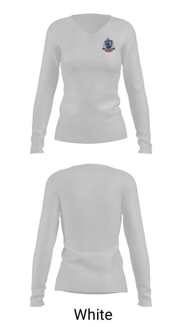 Women's Long Sleeve Vneck Shirt, St Joan Of Arc Catholic School, Spirit Store, Teamtime, Team time, sublimation, custom sports apparel, team uniforms, spirit wear, spiritwear, sports uniforms, custom shirts, team store, custom team store, fundraiser sports, apparel fundraiser