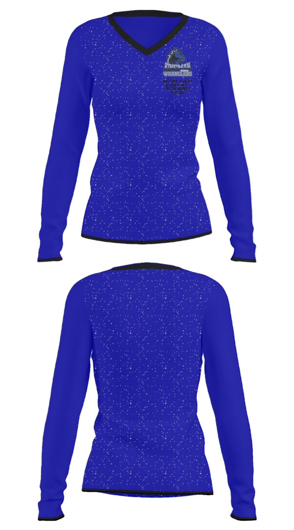 Women's Long Sleeve Vneck Shirt, Kingman Academy Of Learning - Intermediate School, Spirit Store, Teamtime, Team time, sublimation, custom sports apparel, team uniforms, spirit wear, spiritwear, sports uniforms, custom shirts, team store, custom team store, fundraiser sports, apparel fundraiser