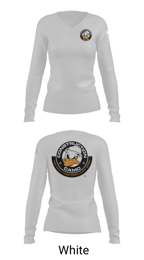 Women's Long Sleeve Vneck Shirt, Construction Camo, , Teamtime, Team time, sublimation, custom sports apparel, team uniforms, spirit wear, spiritwear, sports uniforms, custom shirts, team store, custom team store, fundraiser sports, apparel fundraiser