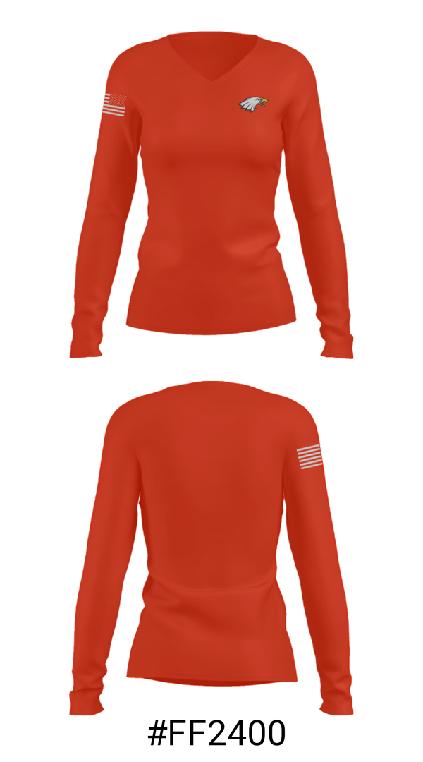 Women's Long Sleeve Vneck Shirt, Big Walnut High School Gymnastics, Spirit Store, Teamtime, Team time, sublimation, custom sports apparel, team uniforms, spirit wear, spiritwear, sports uniforms, custom shirts, team store, custom team store, fundraiser sports, apparel fundraiser
