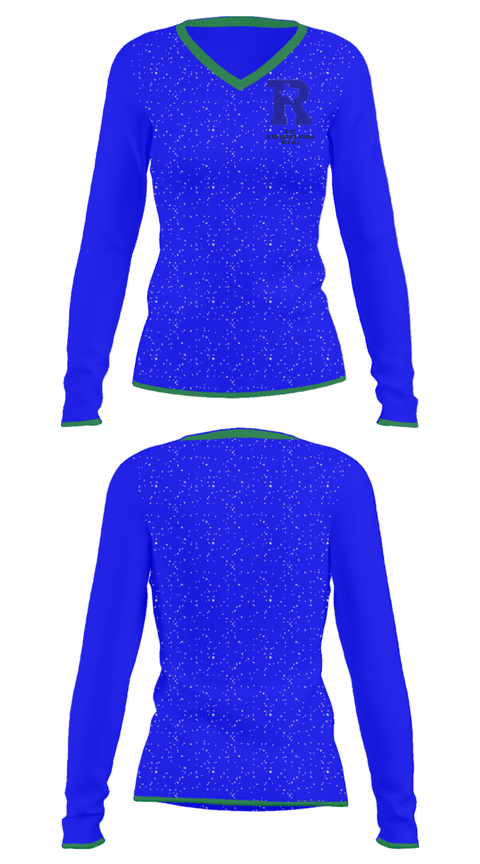Women's Long Sleeve Vneck Shirt, Rice Intermediate/Middle School, Spirit Store, Teamtime, Team time, sublimation, custom sports apparel, team uniforms, spirit wear, spiritwear, sports uniforms, custom shirts, team store, custom team store, fundraiser sports, apparel fundraiser
