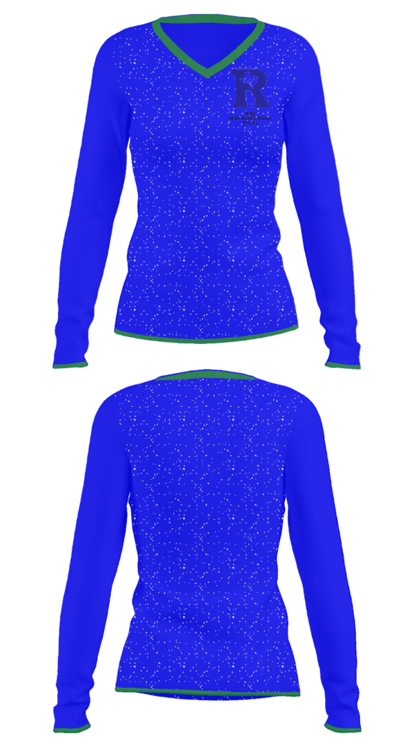 Women's Long Sleeve Vneck Shirt, Rice Intermediate/Middle School, Spirit Store, Teamtime, Team time, sublimation, custom sports apparel, team uniforms, spirit wear, spiritwear, sports uniforms, custom shirts, team store, custom team store, fundraiser sports, apparel fundraiser