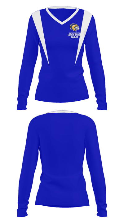 University Middle School Eagles 92716370 Women's Long Sleeve V-neck Shirt - 29