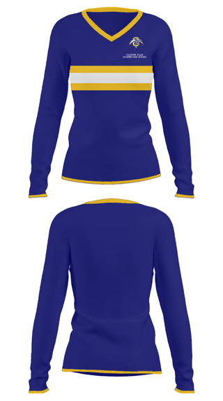 Women's Long Sleeve Vneck Shirt, Calhoun Falls Charter High School, Spirit Store, Teamtime, Team time, sublimation, custom sports apparel, team uniforms, spirit wear, spiritwear, sports uniforms, custom shirts, team store, custom team store, fundraiser sports, apparel fundraiser