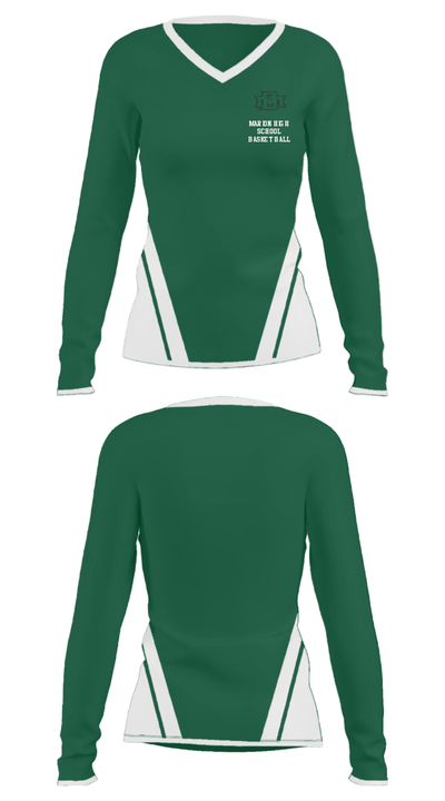 Marion High School Basketball 47972857 Women's Long Sleeve V-neck Shirt - 23