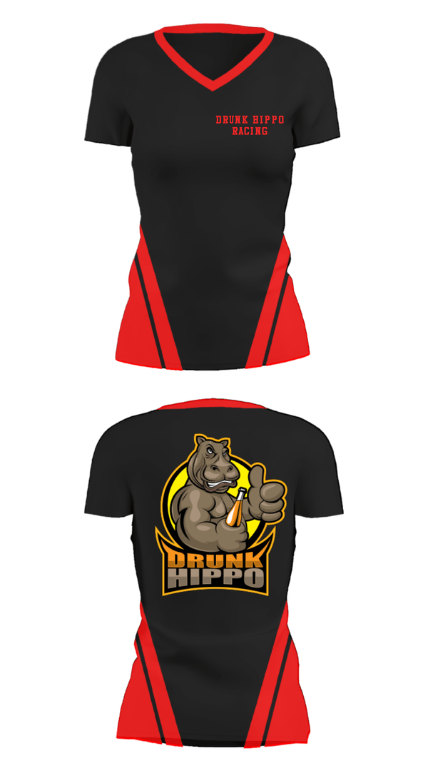 Women's Short Sleeve Vneck Shirt, Drunk Hippo Racing, , Teamtime, Team time, sublimation, custom sports apparel, team uniforms, spirit wear, spiritwear, sports uniforms, custom shirts, team store, custom team store, fundraiser sports, apparel fundraiser