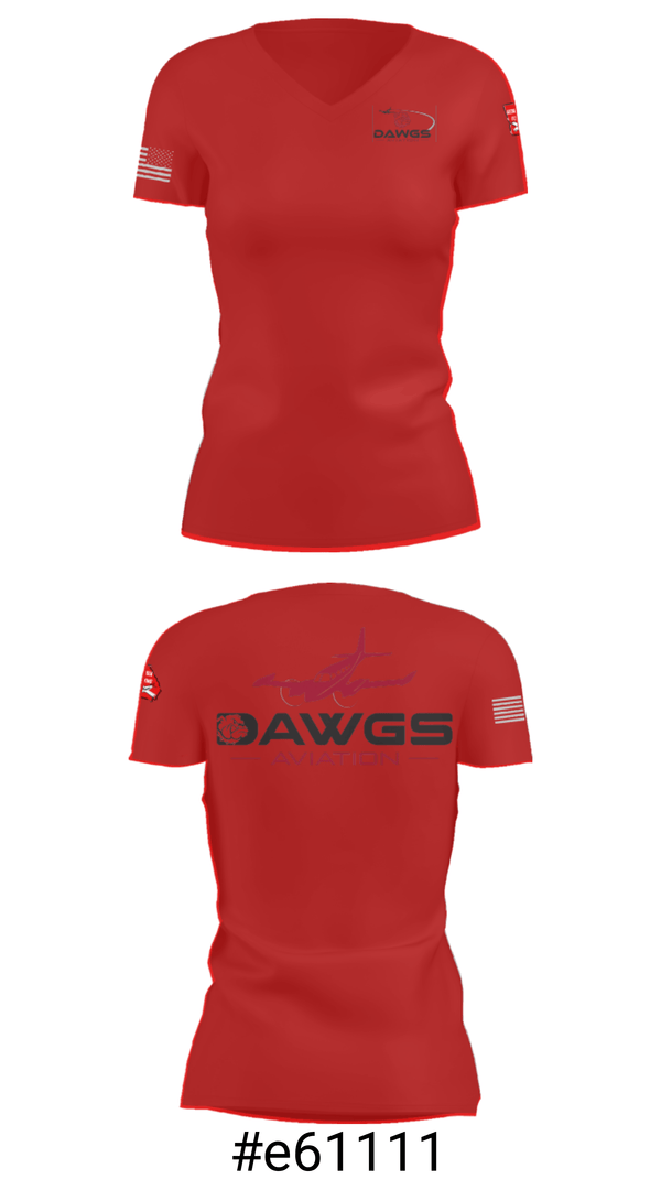 Women's Short Sleeve Vneck Shirt, Dawgs Aviation, , Teamtime, Team time, sublimation, custom sports apparel, team uniforms, spirit wear, spiritwear, sports uniforms, custom shirts, team store, custom team store, fundraiser sports, apparel fundraiser