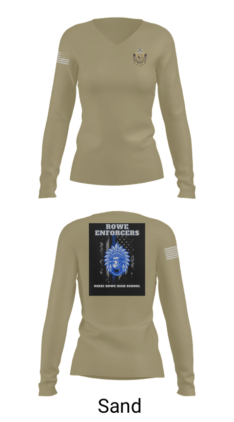 Women's Long Sleeve Vneck Shirt, Rowe Enforcers, Police, Teamtime, Team time, sublimation, custom sports apparel, team uniforms, spirit wear, spiritwear, sports uniforms, custom shirts, team store, custom team store, fundraiser sports, apparel fundraiser