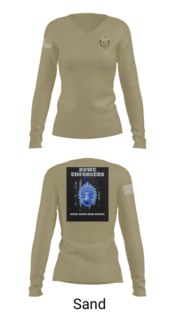 Women's Long Sleeve Vneck Shirt, Rowe Enforcers, Police, Teamtime, Team time, sublimation, custom sports apparel, team uniforms, spirit wear, spiritwear, sports uniforms, custom shirts, team store, custom team store, fundraiser sports, apparel fundraiser