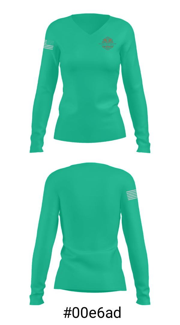Women's Long Sleeve Vneck Shirt, Rivera's Construction, , Teamtime, Team time, sublimation, custom sports apparel, team uniforms, spirit wear, spiritwear, sports uniforms, custom shirts, team store, custom team store, fundraiser sports, apparel fundraiser