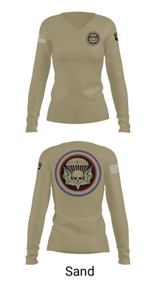 Women's Long Sleeve Vneck Shirt, , Army, Teamtime, Team time, sublimation, custom sports apparel, team uniforms, spirit wear, spiritwear, sports uniforms, custom shirts, team store, custom team store, fundraiser sports, apparel fundraiser