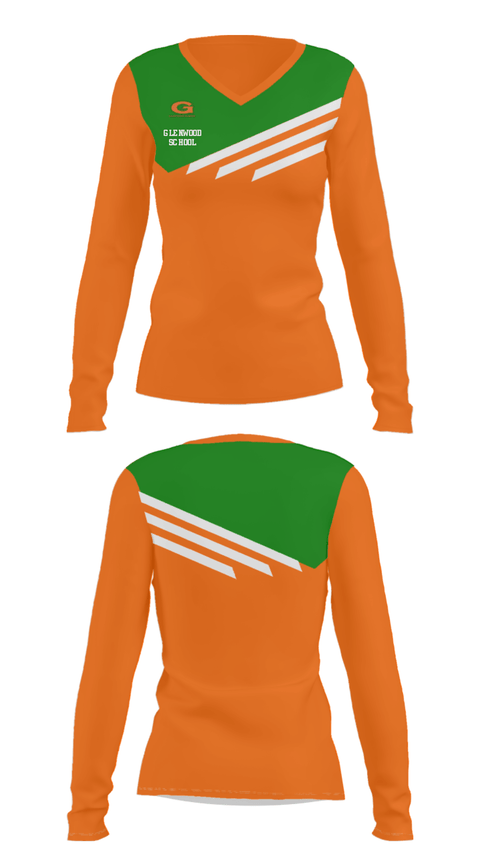 Women's Long Sleeve Vneck Shirt, Glenwood School, Spirit Store, Teamtime, Team time, sublimation, custom sports apparel, team uniforms, spirit wear, spiritwear, sports uniforms, custom shirts, team store, custom team store, fundraiser sports, apparel fundraiser