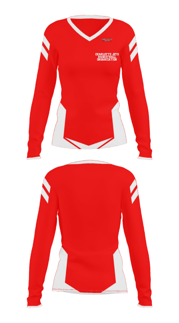 Women's Long Sleeve Vneck Shirt, Charlotte Jets Basketball Organization, Men's Basketball, Teamtime, Team time, sublimation, custom sports apparel, team uniforms, spirit wear, spiritwear, sports uniforms, custom shirts, team store, custom team store, fundraiser sports, apparel fundraiser