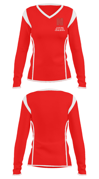 Women's Long Sleeve Vneck Shirt, Naperville Central High School Lacrosse, Women's Lacrosse, Teamtime, Team time, sublimation, custom sports apparel, team uniforms, spirit wear, spiritwear, sports uniforms, custom shirts, team store, custom team store, fundraiser sports, apparel fundraiser