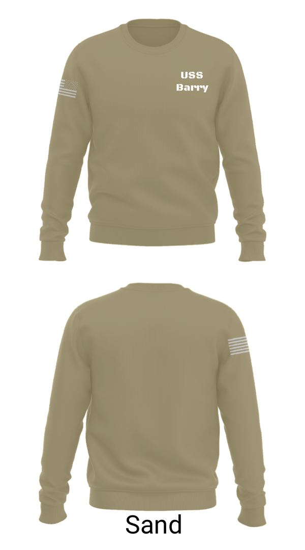 Crew Neck Sweatshirt, USS Barry, Navy, Teamtime, Team time, sublimation, custom sports apparel, team uniforms, spirit wear, spiritwear, sports uniforms, custom shirts, team store, custom team store, fundraiser sports, apparel fundraiser
