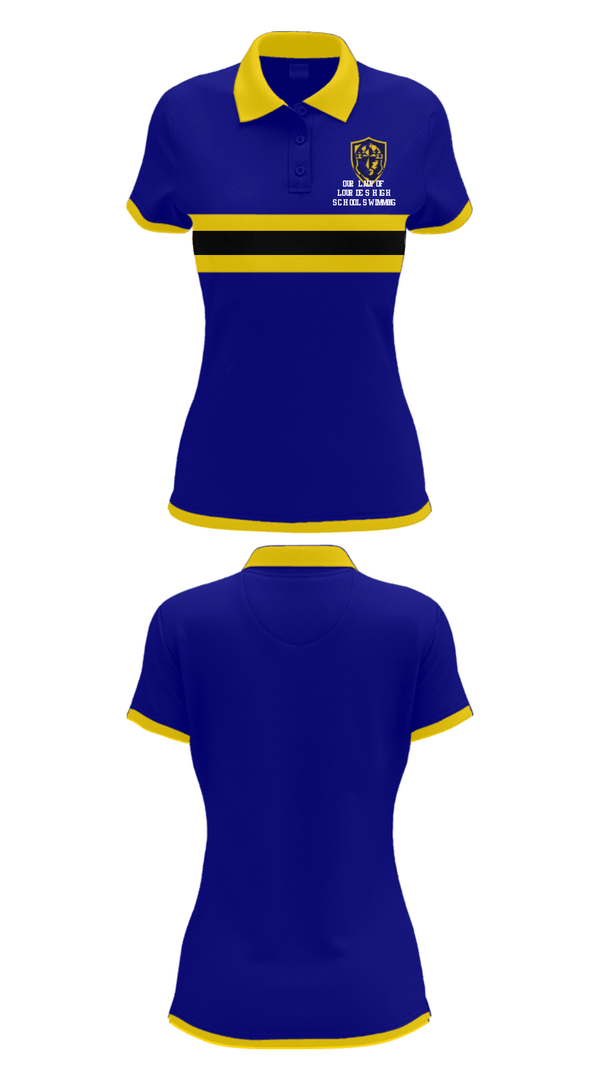 Short Sleeve Performance Polo, Our Lady of Lourdes High School Swimming, Swimming, Teamtime, Team time, sublimation, custom sports apparel, team uniforms, spirit wear, spiritwear, sports uniforms, custom shirts, team store, custom team store, fundraiser sports, apparel fundraiser