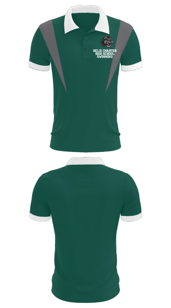 Short Sleeve Performance Polo, Helix Charter High School Swimming, Swimming, Teamtime, Team time, sublimation, custom sports apparel, team uniforms, spirit wear, spiritwear, sports uniforms, custom shirts, team store, custom team store, fundraiser sports, apparel fundraiser