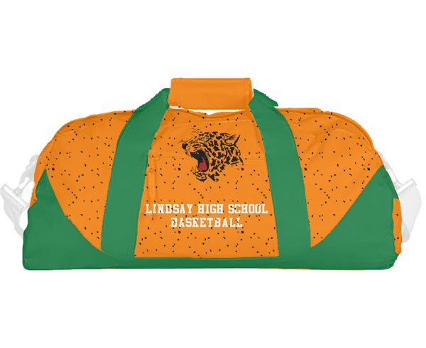 Duffle Bag, Lindsay High School Basketball, Women's Basketball, Teamtime, Team time, sublimation, custom sports apparel, team uniforms, spirit wear, spiritwear, sports uniforms, custom shirts, team store, custom team store, fundraiser sports, apparel fundraiser