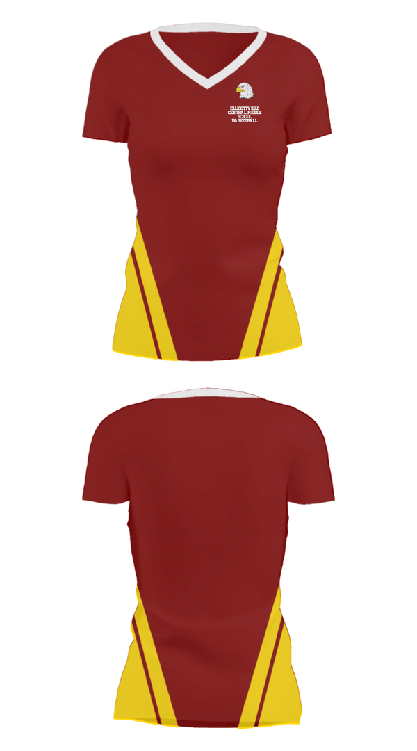 Women's Short Sleeve Vneck Shirt, Ellicottville Central Middle School Basketball, Women's Basketball, Teamtime, Team time, sublimation, custom sports apparel, team uniforms, spirit wear, spiritwear, sports uniforms, custom shirts, team store, custom team store, fundraiser sports, apparel fundraiser