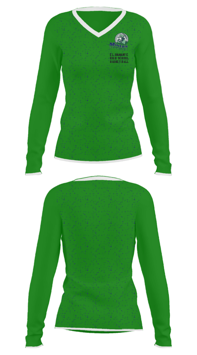 El Diamante High School Basketball 57210658 Women's Long Sleeve V-neck Shirt - 34
