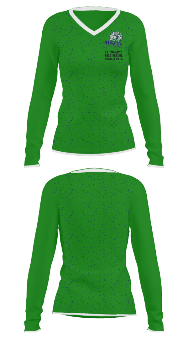 Women's Long Sleeve Vneck Shirt, El Diamante High School Basketball, Women's Basketball, Teamtime, Team time, sublimation, custom sports apparel, team uniforms, spirit wear, spiritwear, sports uniforms, custom shirts, team store, custom team store, fundraiser sports, apparel fundraiser